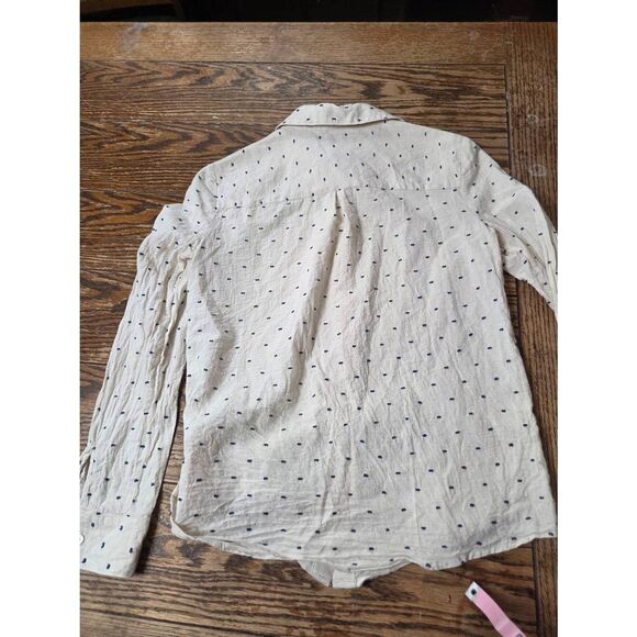 Sezane 'Tomboy' Shirt in Plumetis Ecru/Blue sz 32/US 0 - Picture 5 of 5